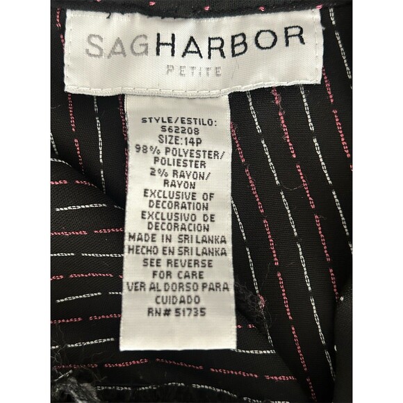 Sag Harbor Dress Pants Womens 14P Black Micro Dot Straight Leg Slacks - Picture 2 of 7